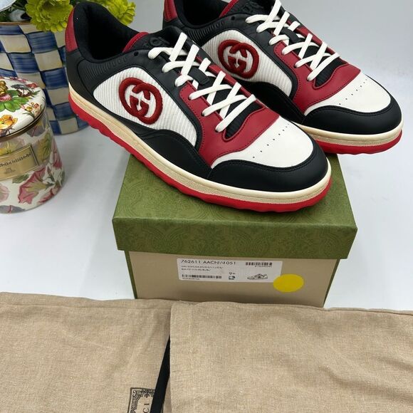 Men's Gucci, Mac 80 low top leather sneakers size 9.5 fits 10 US made in Italy - Picture 2 of 11